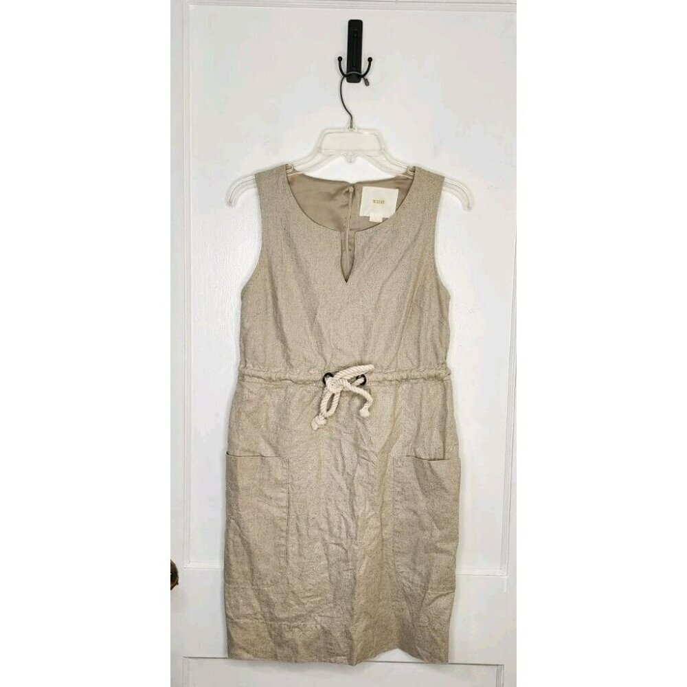Anthropologie Maeve Linen Flaxen Rope Sleeveless Shimmer Dress Womens Size 2
